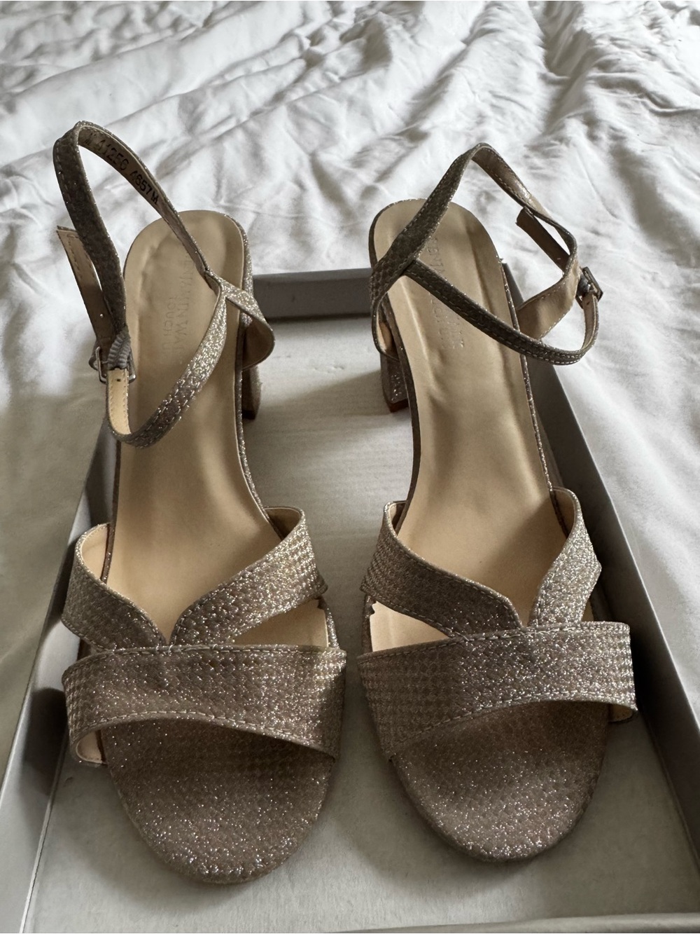 Benjamin Walk Touch Ups Riley Ankle Strap Sandals Heels - champagne